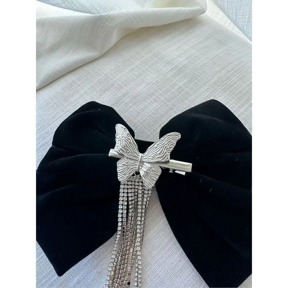 Black butterfly hair clip bow